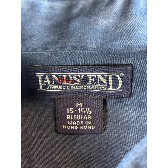 Lands End Mens Denim Button-Down Shirt 15 1/2 Collar Size 34 Sleeve - Picture 7 of 13